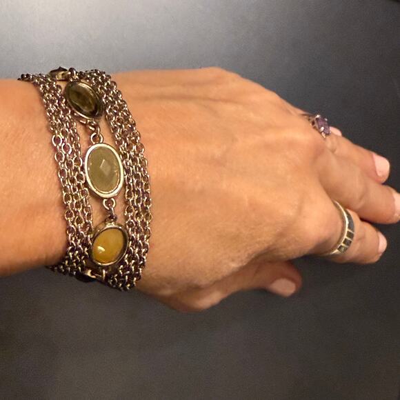 Faux Amber Beaded Chain Link Bracelet - Picture 1 of 7